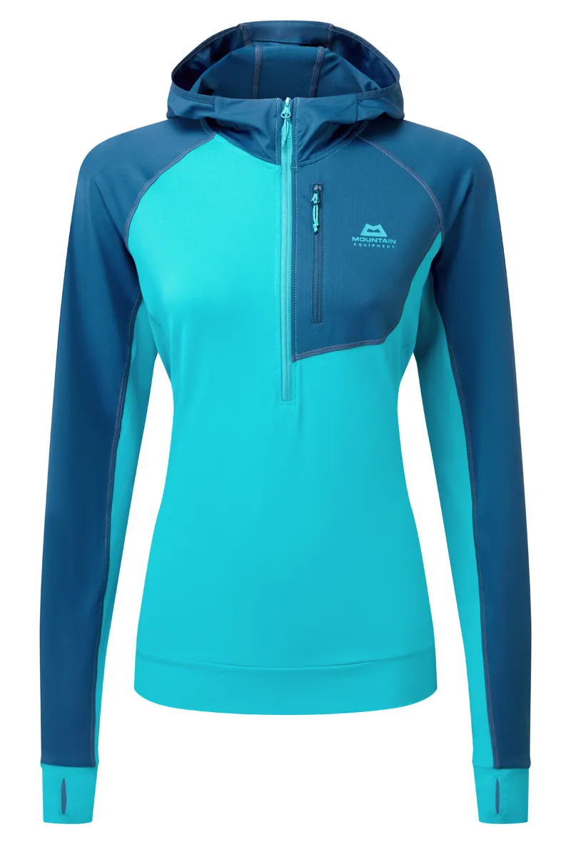 Mountain Equipment Women's Aiguille Hooded Top -Topaz/Majolica-1