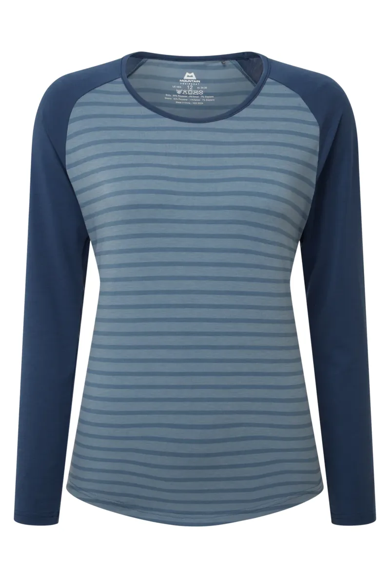 Mountain Equipment Women's Redline LS Tee -Bluefin Stripe/Denim