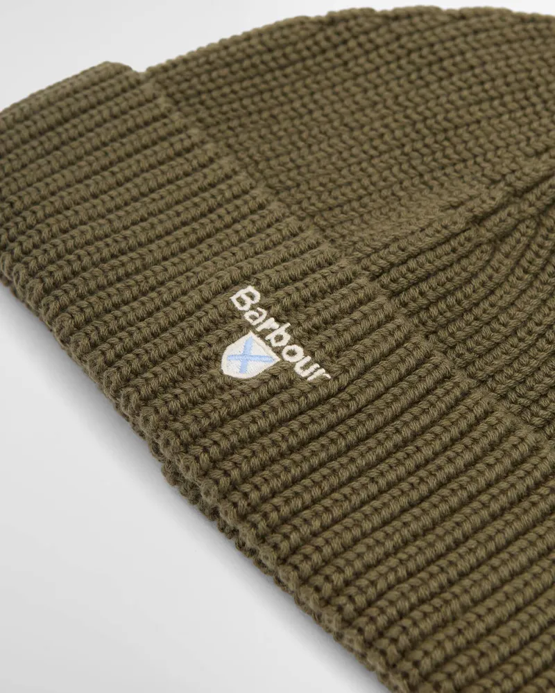 Barbour Cascade Knitted Beanie Hat - Olive-1
