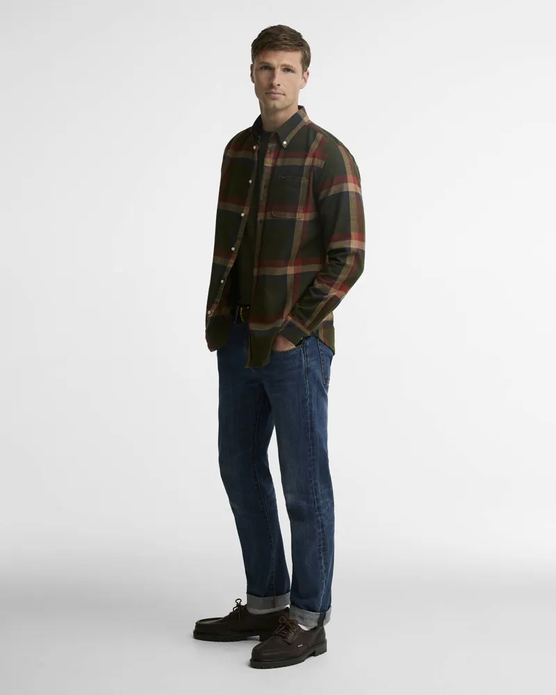Barbour Men's Folley Tailored Checked Shirt - Mid Olive-2