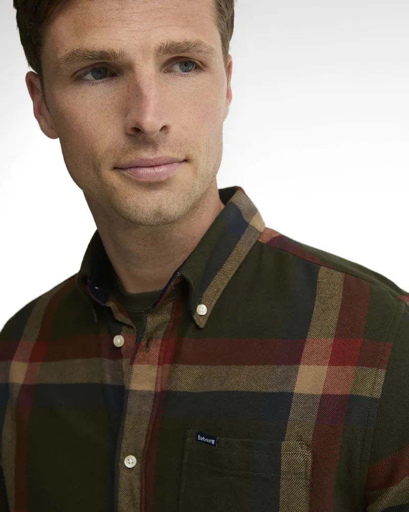 Barbour Men's Folley Tailored Checked Shirt - Mid Olive-4