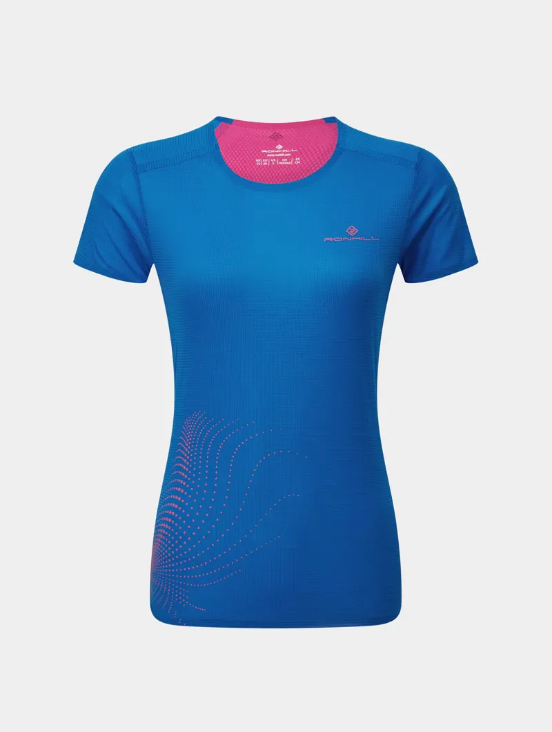 Ronhill Women's Tech Race S/S Tee ClassicBlue/Exuberance-5