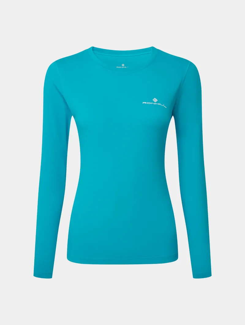 Ronhill Women's Core L/S Tshirt - Azure/Bright White