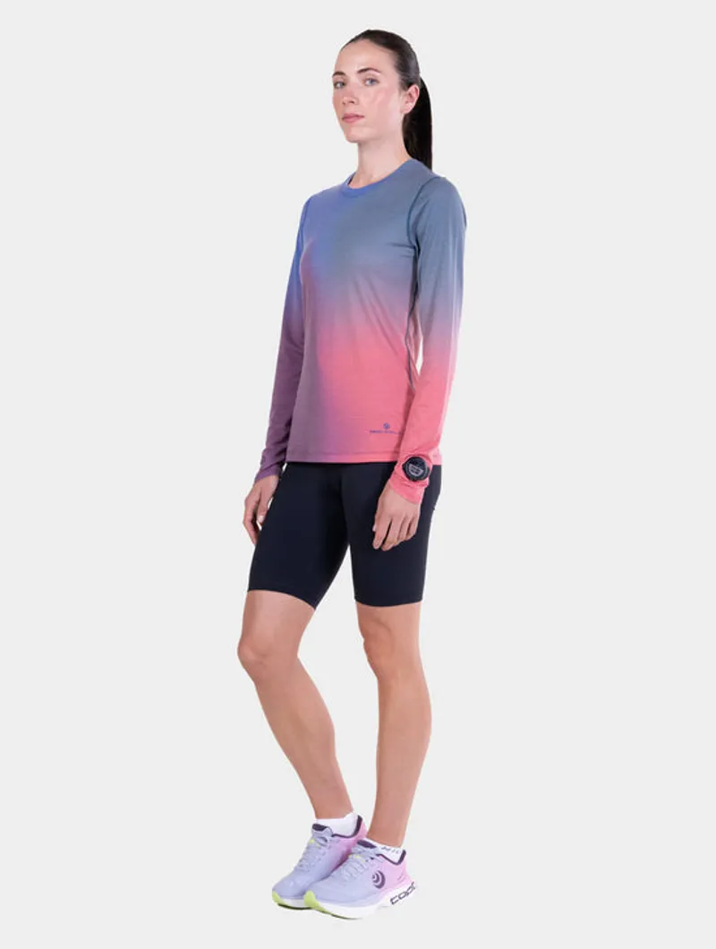 Ronhill Women's Tech Golden Hour L/S Tee Blue Violet Merge-2