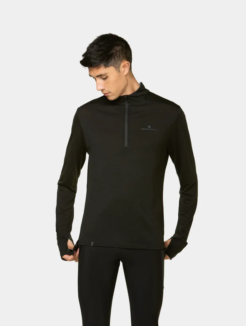 Ronhill M's Tech Merino 1/2 Zip Black/Lake