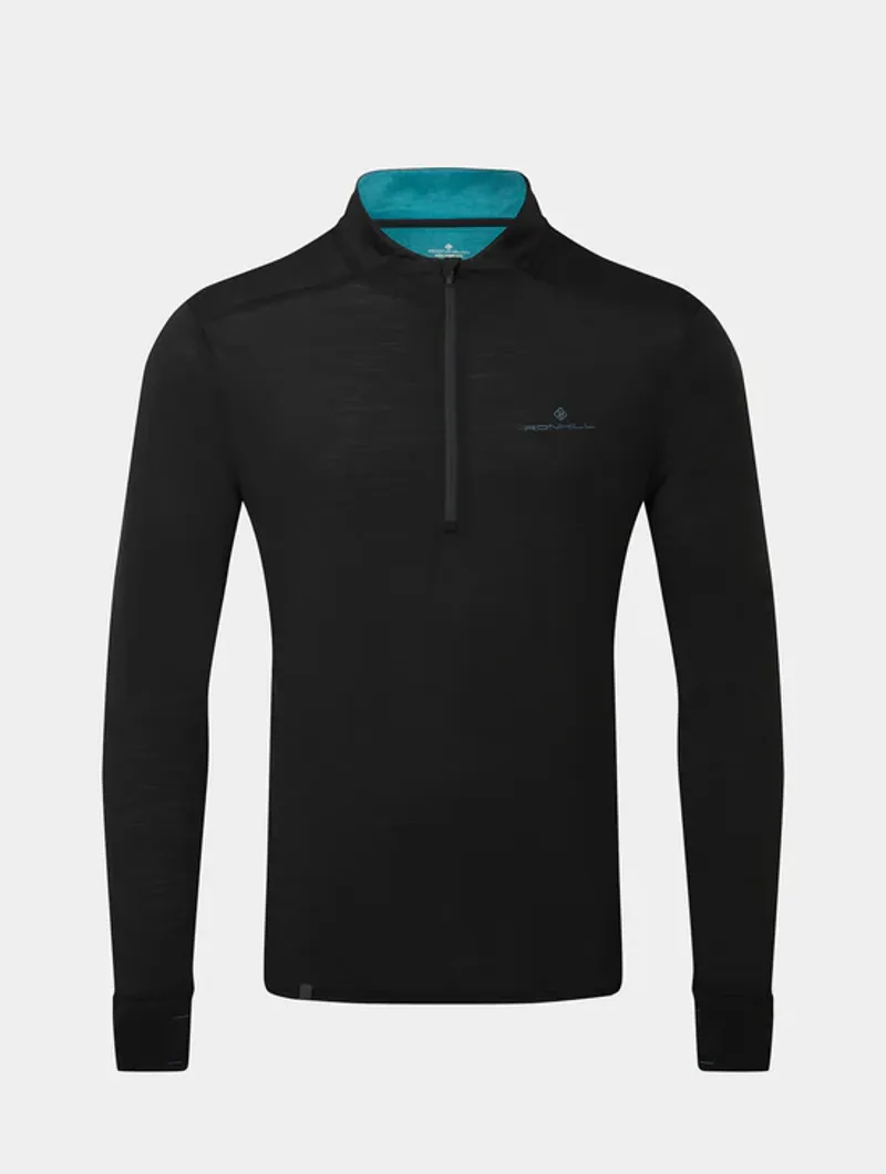 Ronhill M's Tech Merino 1/2 Zip Black/Lake-3