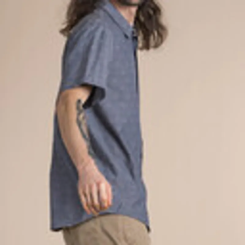 Sherpa Mens Sikeka Short Sleeve Shirt Neelo Blue-1