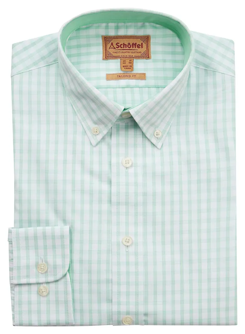 Schoffel Men's Harlyn Tailored Shirt Pale Mint Check-1