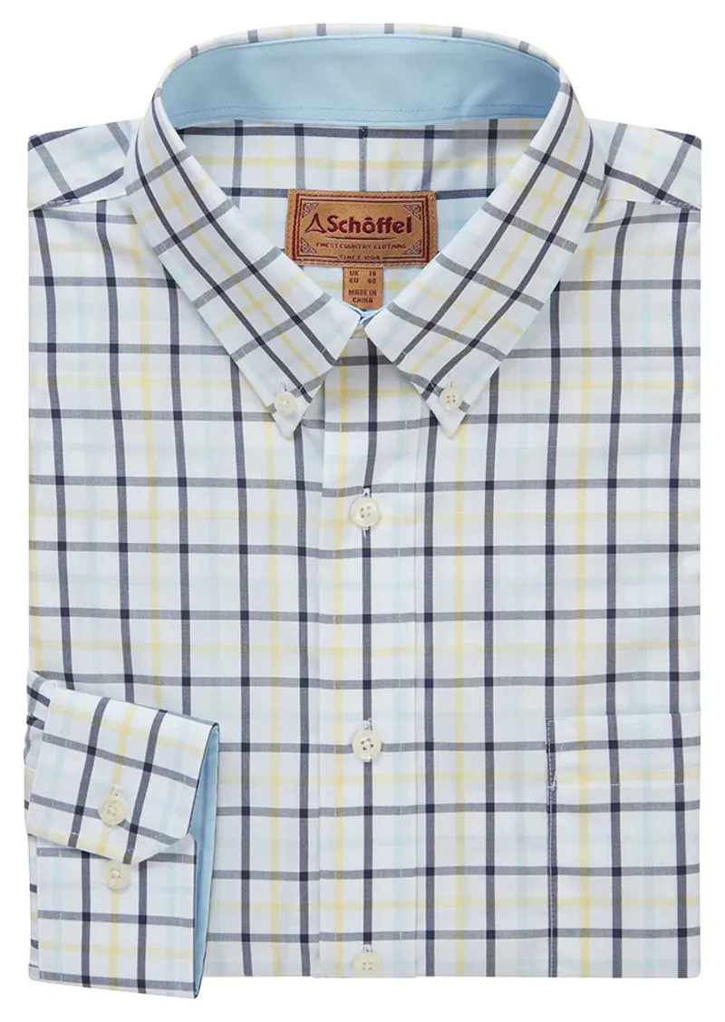 Schoffel Men's Holkham Classic Shirt Pale Blue/Lemon/Navy-1