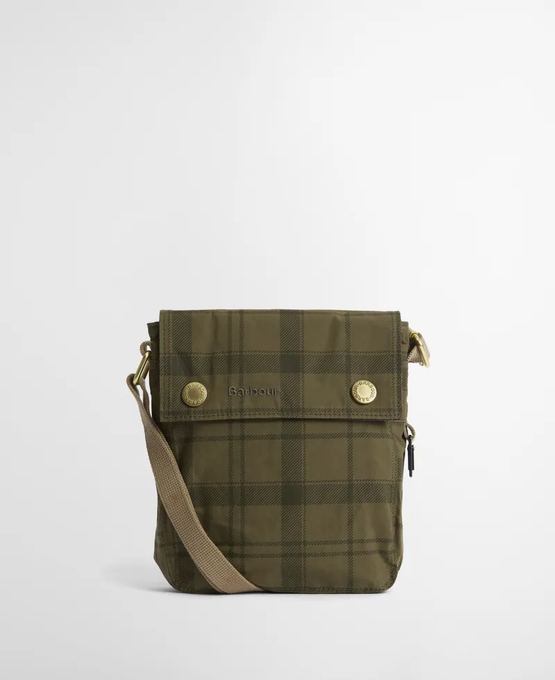BARBOUR TRANSPORT CROSSBODY BAG - dusky green tartan