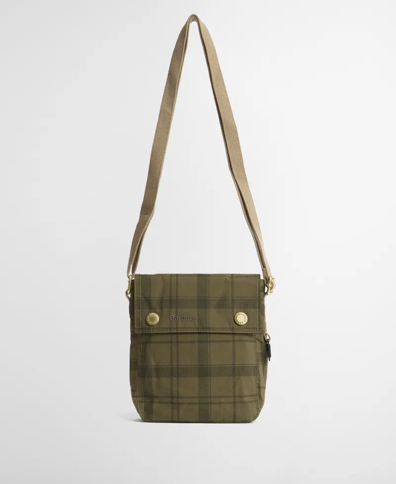 BARBOUR TRANSPORT CROSSBODY BAG - dusky green tartan-2