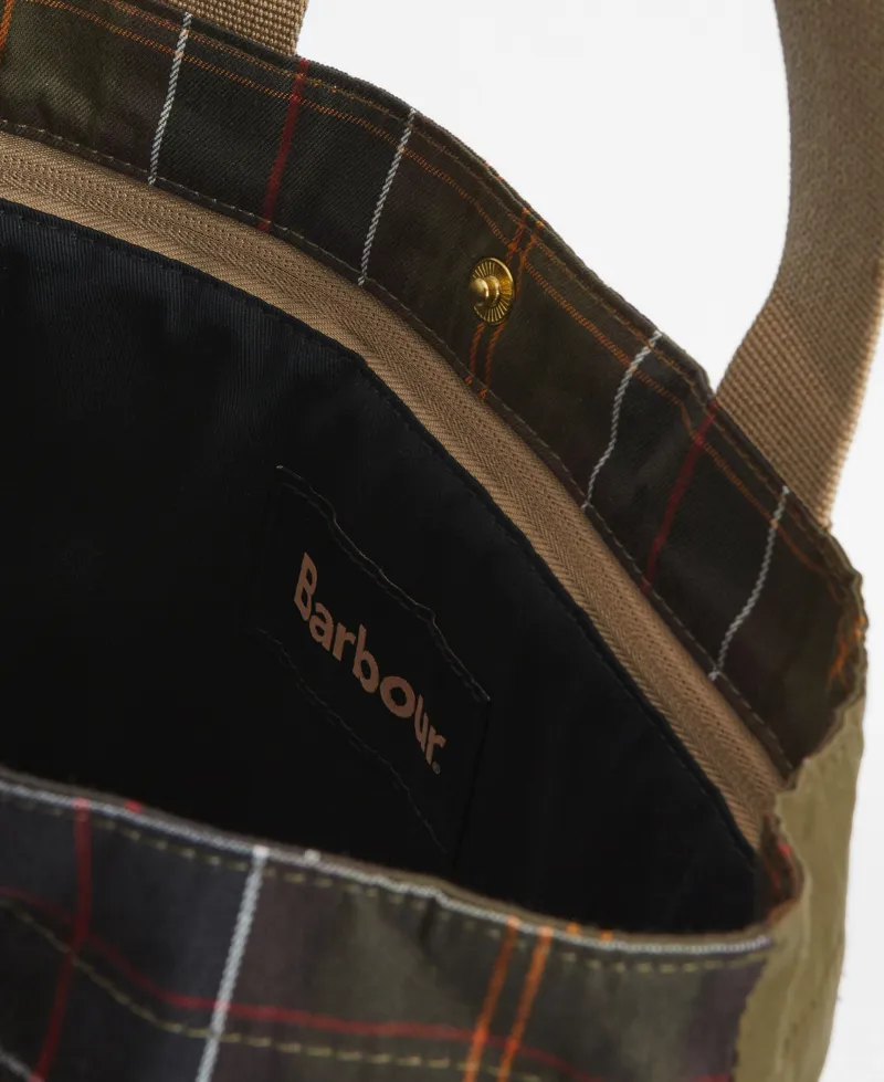 BARBOUR TRANSPORT PATCHWORK TOTE BAG - dusky green-3