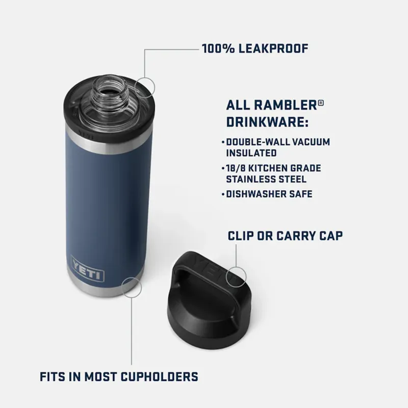 Yeti Rambler 18 Oz - 532ml Bottle Chug Cap Black-4