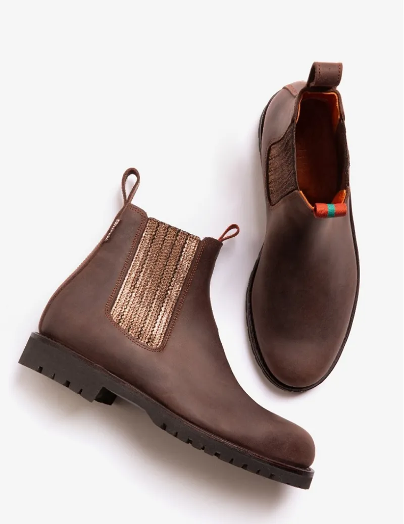 Penelope Chilvers Oscar Leather Boot Bitter Chocolate/Rose Gold-2