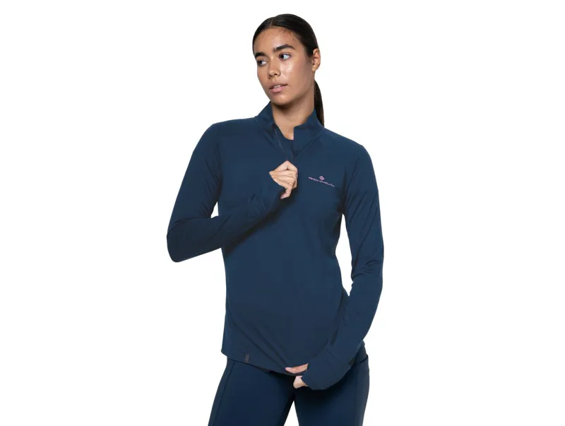 Ronhill Women's Tech Merino 1/2 Zip Dark Navy/Dusty Tulip