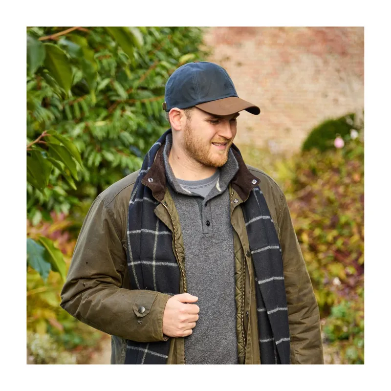 Tweedmill Wax Baseball Cap Leather Peak - Navy-1