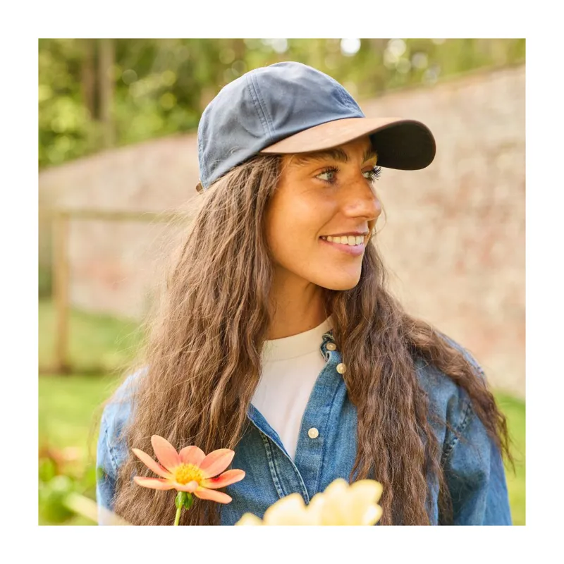 Tweedmill Wax Baseball Cap Leather Peak - Navy