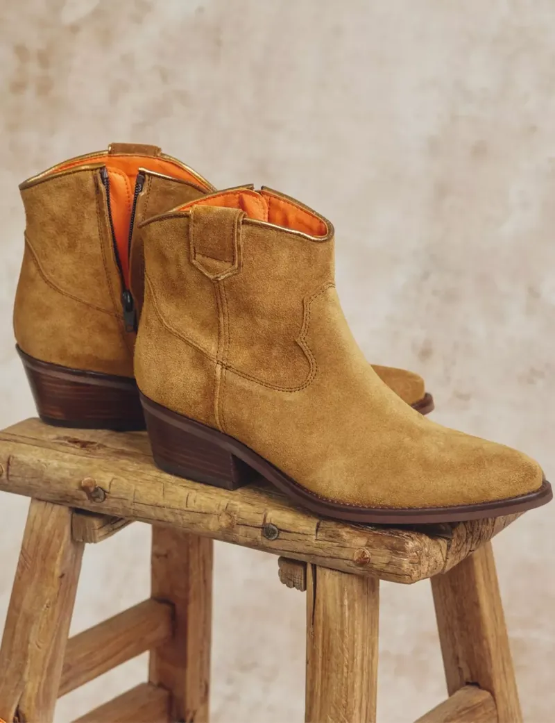 Penelope Chilvers Cassidy Suede Cowboy Boot - Tan-2