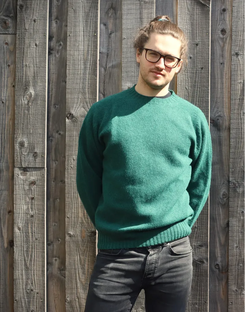 Harley of Scotland Crew Neck Sweater Forest Sheen