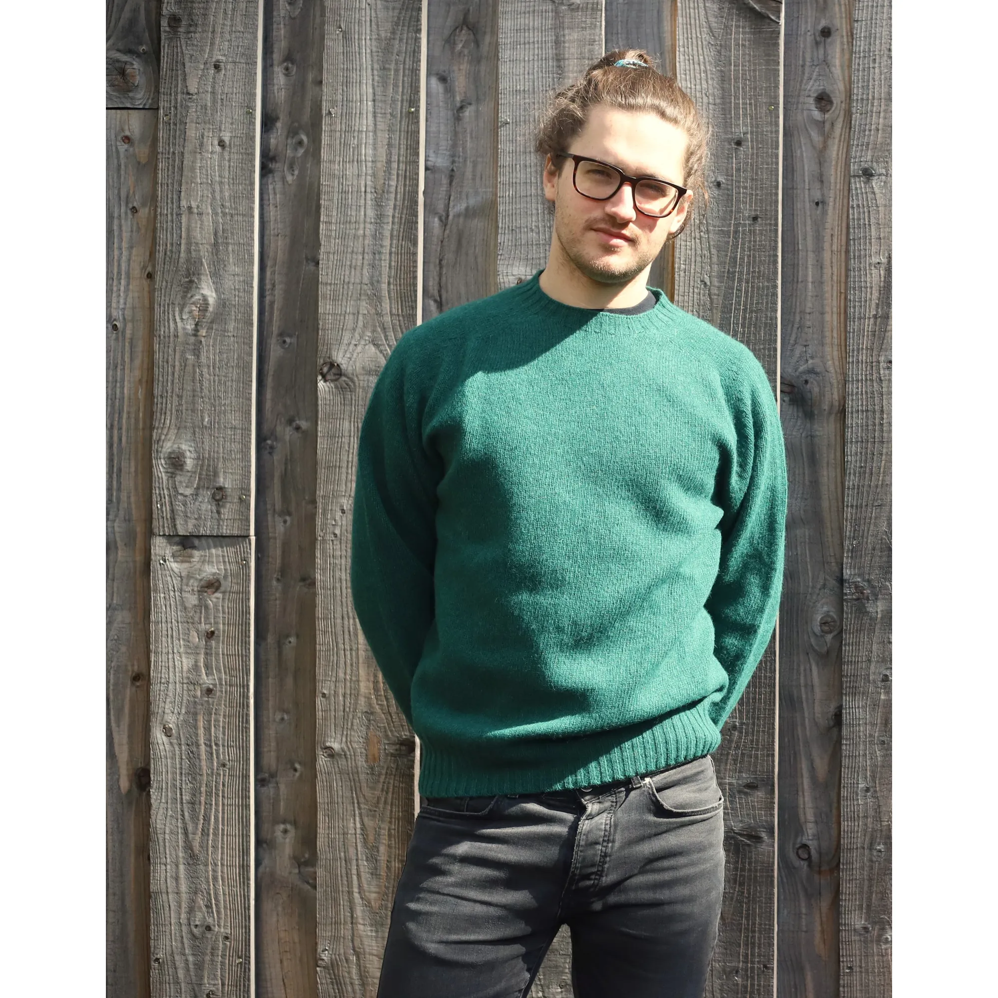 Harley of Scotland Crew Neck Sweater Forest Sheen