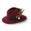 Hicks and Brown Suffolk Fedora in Maroon - Gamebird Feather