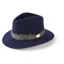 Hicks and Brown Suffolk Fedora in Navy -Guinea Feather Wrap