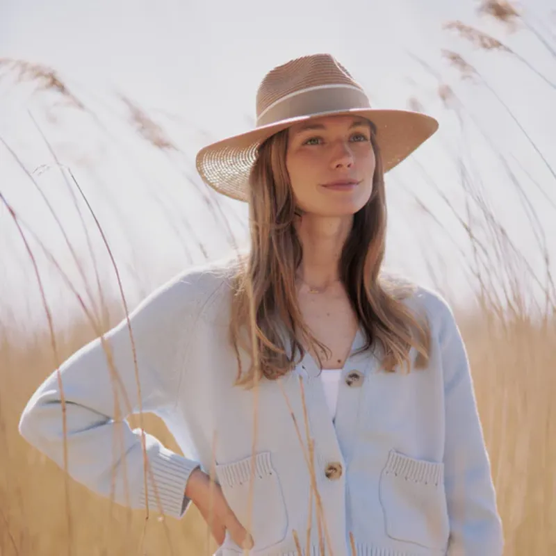 Hicks and Brown Hemley Wide Brim Fedora Fawn Ribbon - Natural-2