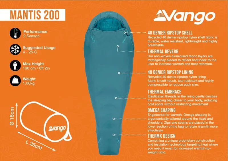 Vango Mantis 200 Sleeping Bag - blue-3