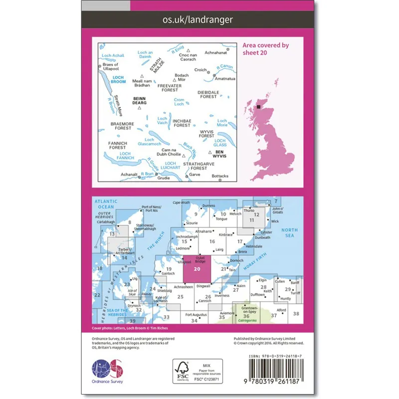 Ordnance Survey Landranger 20: Map of Beinn Dearg and Loch Broom-1