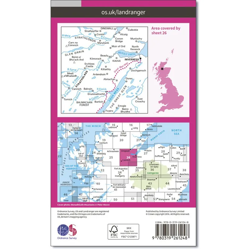 Ordnance Survey Landranger 26: Map of Inverness and Loch Ness-2