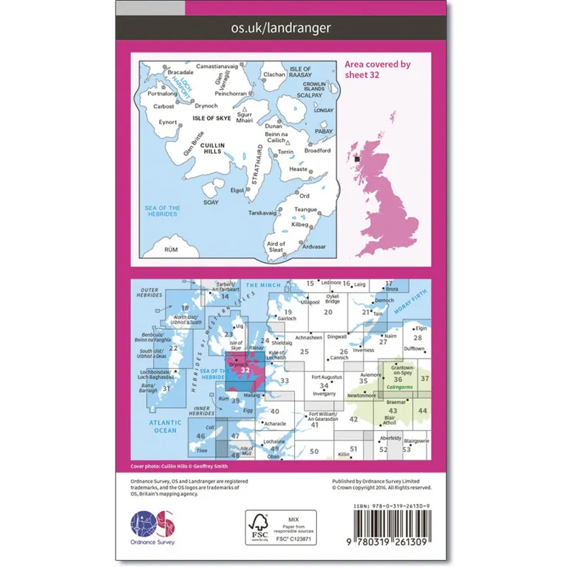 Ordnance Survey Landranger 32: Map of South Skye and Coullin Hills-1