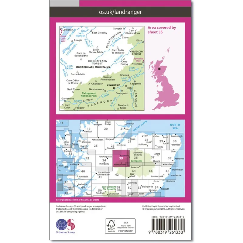 Ordnance Survey Landranger Active 35: Kingussie and Monadhliath-1