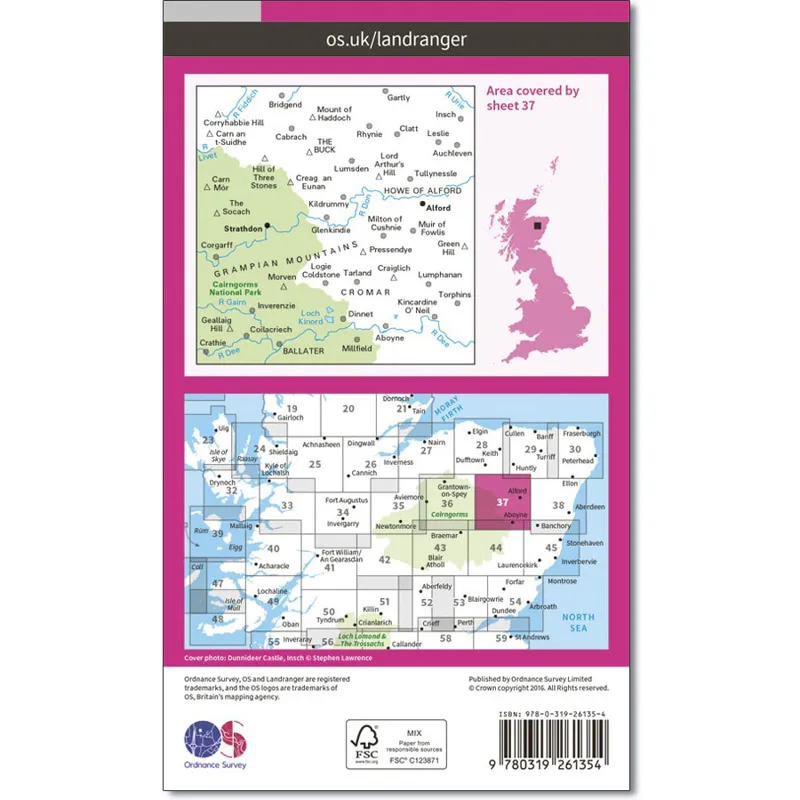 Ordnance Survey Landranger 37: Map of Strathdon and Alford-1