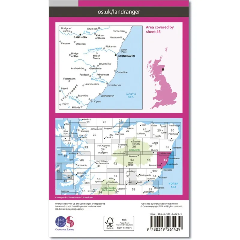 Ordnance Survey Landranger 45: Map of Stonehaven and Banchory-1