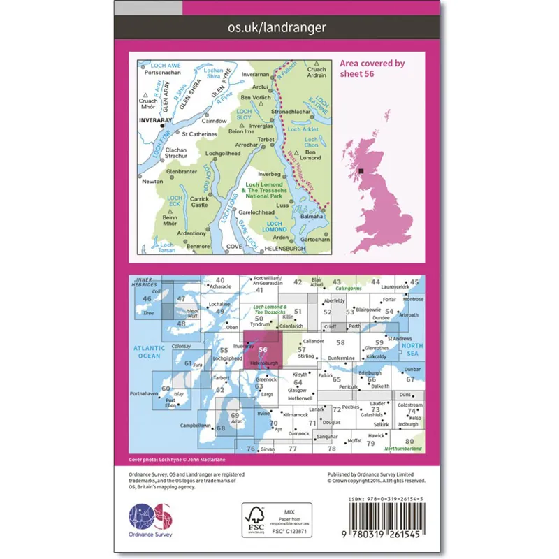Ordnance Survey Landranger 56: Map of Loch Lomond and Inveraray-1