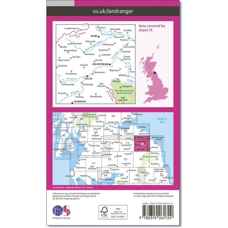 Ordnance Survey Landranger 74: Map of Kelso and Coldstream-1