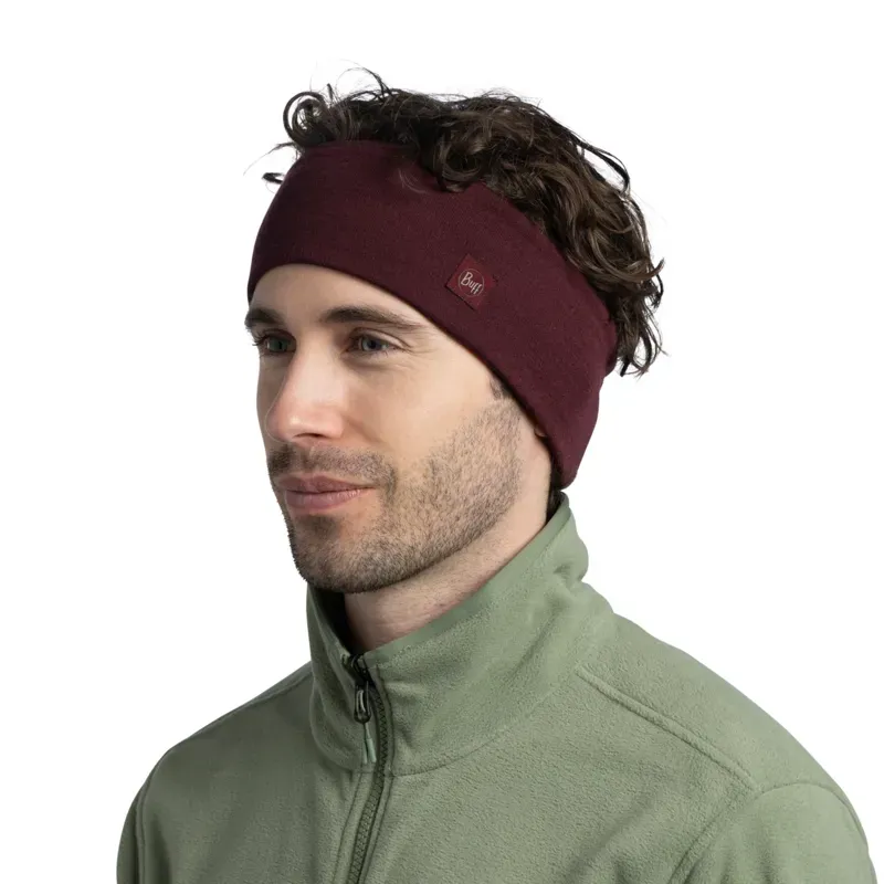 Buff Merino Wide Headband - Solid Garnet-1