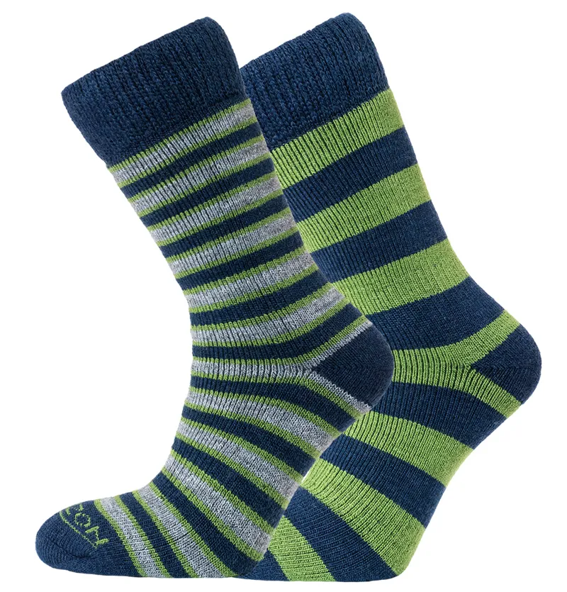 Horizon Heritage Merino Outdoor 2pk 8-12 Stripe Hoop Green/Navy
