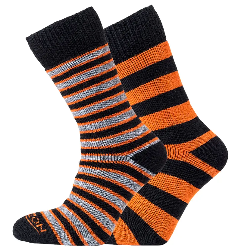 Horizon Heritage Merino Outdoor 2pk 8-12 Stripe Hoop Orange/Black