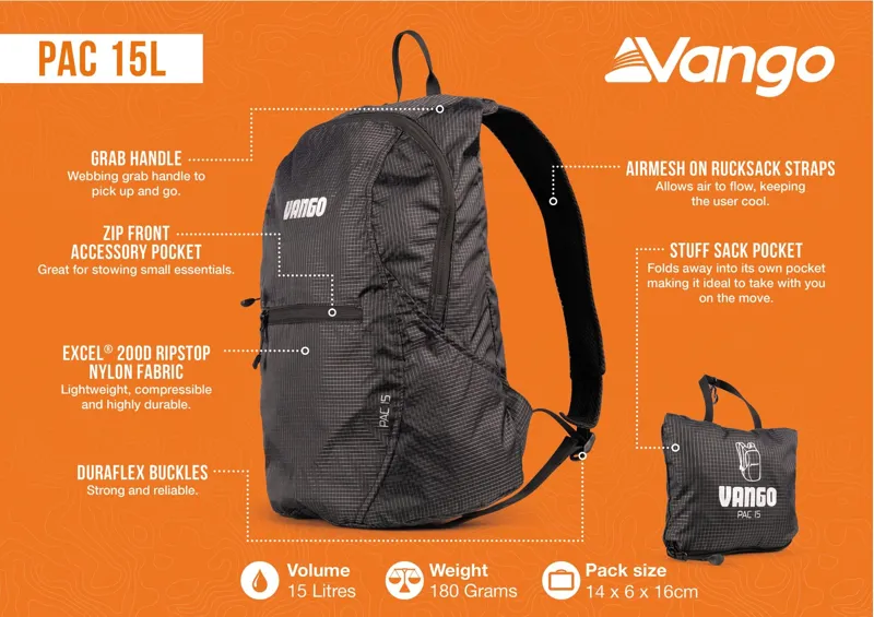 Vango Pac 15 - Black-3