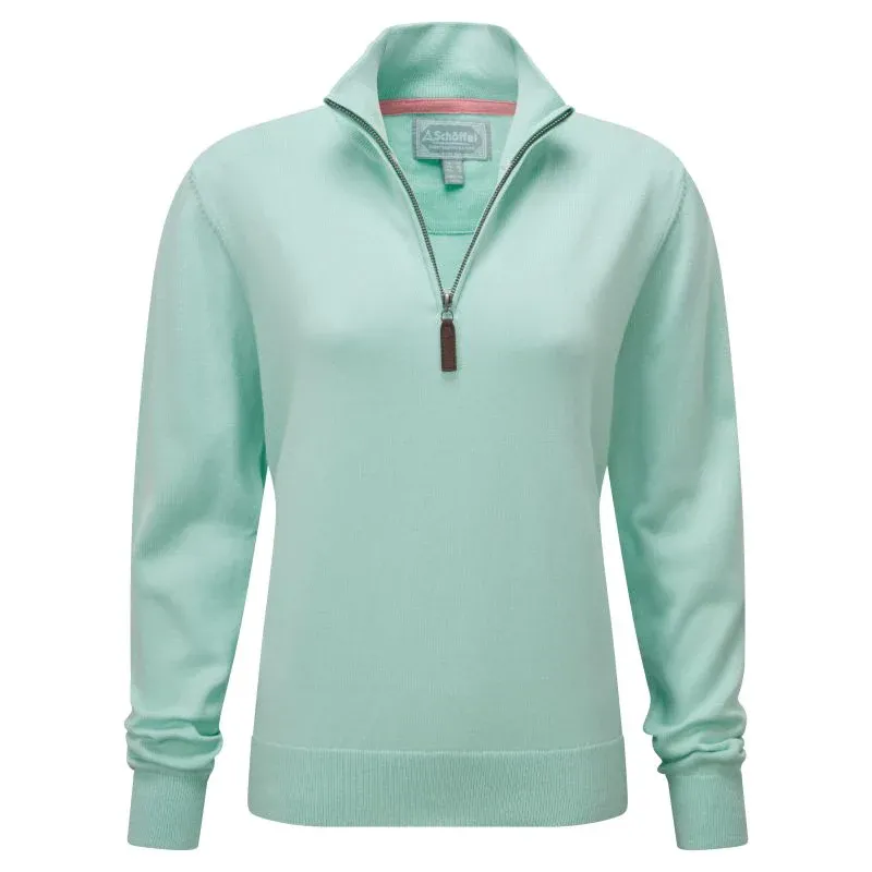 Schoffel Women's Polperro Pima Cotton 1/4 Zip Pale Mint