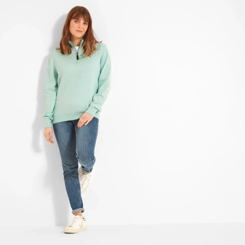 Schoffel Women's Polperro Pima Cotton 1/4 Zip Pale Mint-1