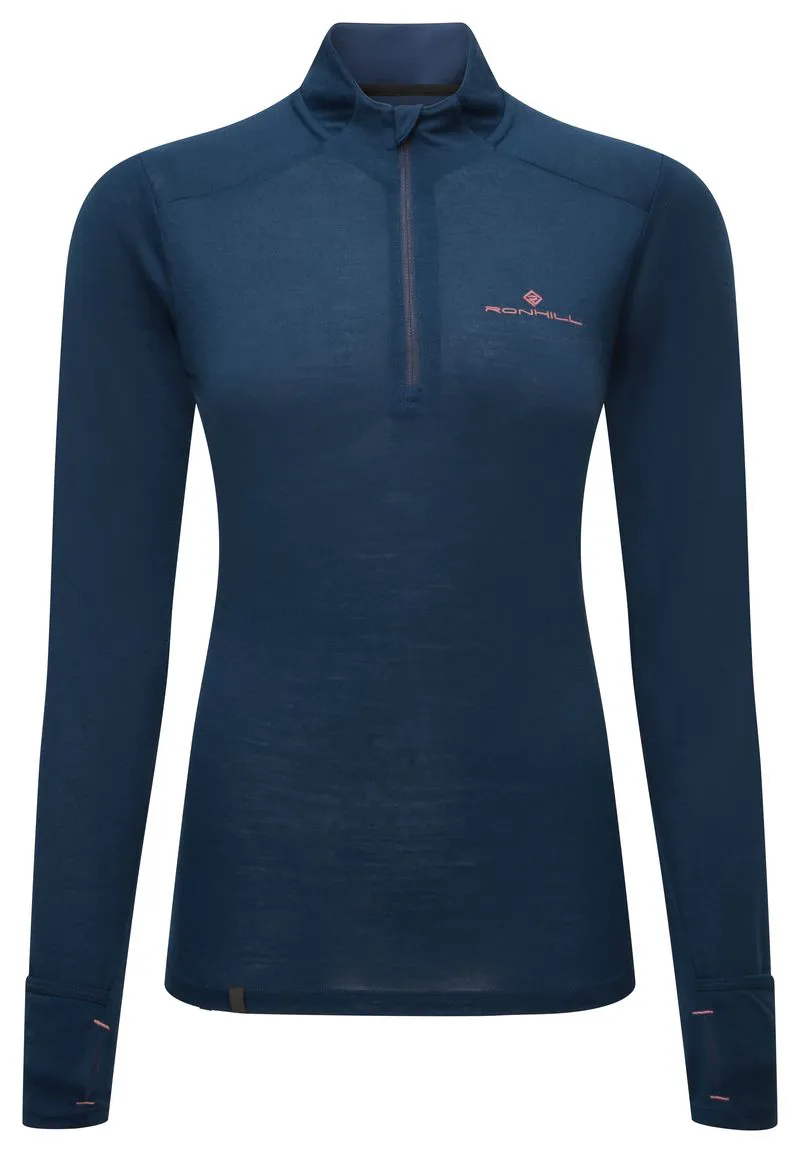 Ronhill Women's Tech Merino 1/2 Zip Dark Navy/Dusty Tulip-4