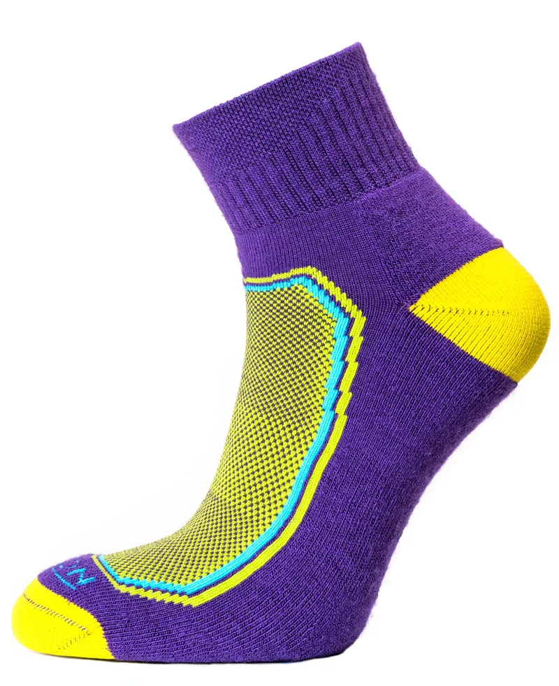 Horizon Premium Quarter Sock Purple/Yellow