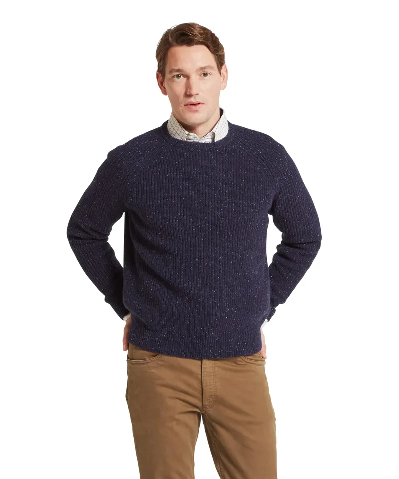 Schoffel Men's Balmaha Crew Neck Jumper - Blueberry-1