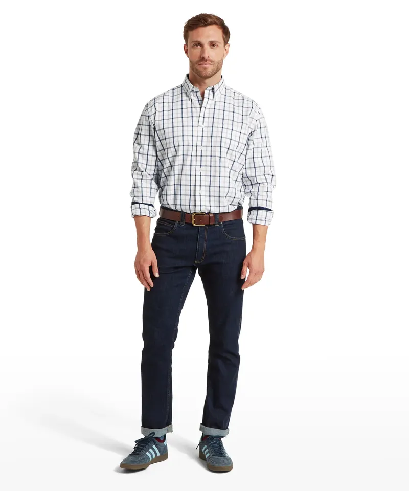 Schoffel Men's Brancaster Classic Shirt Oxford - Navy Check-1