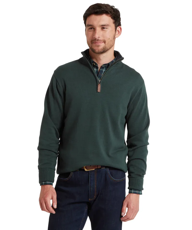 Schoffel Men's Calton Cotton Cashmere 1/4 Zip Jumper Botanical Green-1