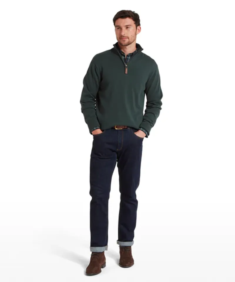 Schoffel Men's Calton Cotton Cashmere 1/4 Zip Jumper Botanical Green-2