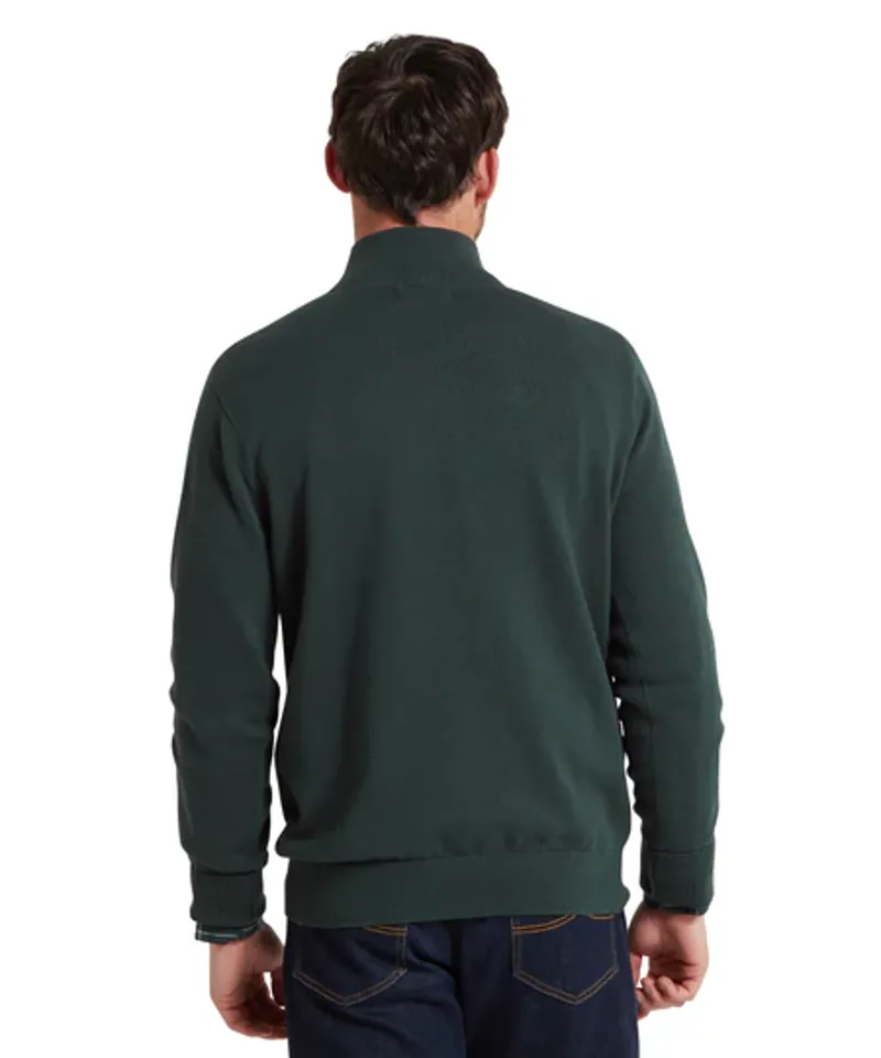 Schoffel Men's Calton Cotton Cashmere 1/4 Zip Jumper Botanical Green-3