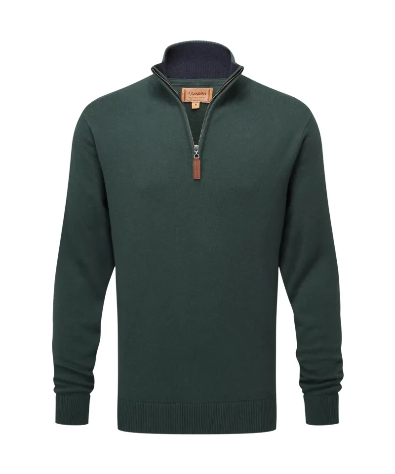 Schoffel Men's Calton Cotton Cashmere 1/4 Zip Jumper Botanical Green
